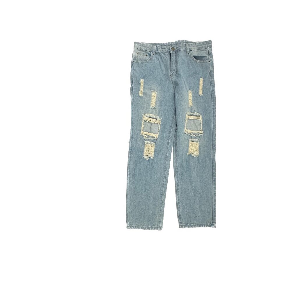 Falmer Heritage‎ Distressed Straight  Women's size L Medium Blue Denim Jeans